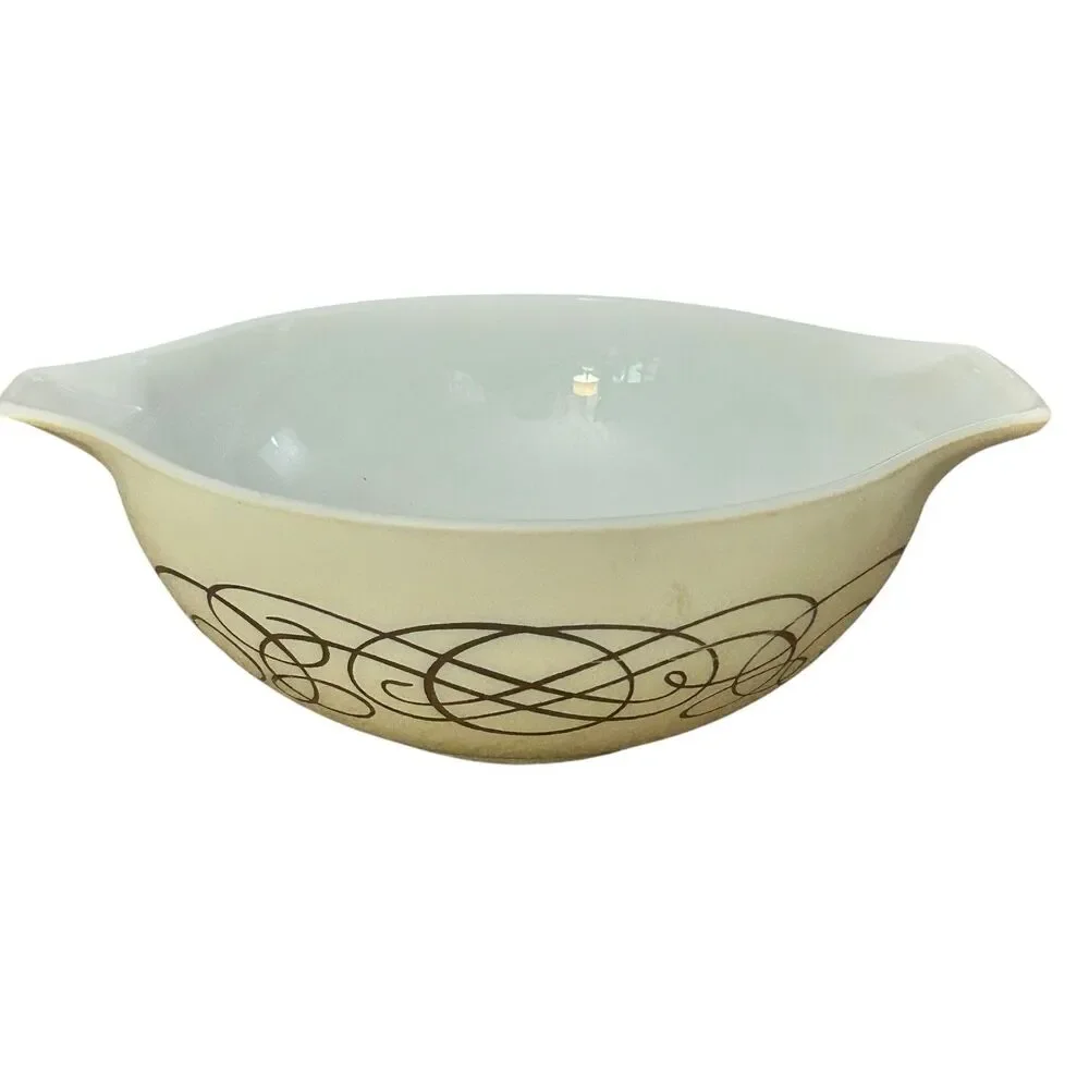 Vintage PYREX Ovenware Gold Swirl Mixing Bowl #444 Large 4 Qt..